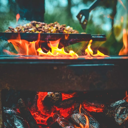 barbeque food served during camping